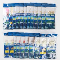 4-22pcs Fishing Sabiki Hooks Set,Nylon Line Rigs,Fish Skin String Hooks with Beads,Swivel Feather Hooks,Luminous Shrimp Lures