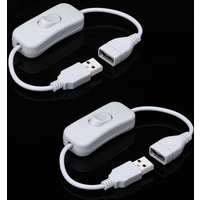 2pcs Male to Female USB Cable with On/Off Switch, USB Extension Inline Rocker Switch for LED Desk Lamp, LED Strip, Light Switch
