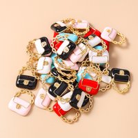 Leslie 10pcs 16*20mm Enamel Elegant Women Handbag Charms Pendants For DIY Jewelry Making Handmade Cute Earrings Necklace