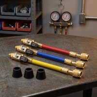 3pcs Brass HVAC Hoses With Air Conditioning Ball Valves Charging Hose Pipe Kit 1/4inch X 1/4inch For R410A