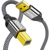 RIKSOIN USB A to Type B 2.0 Printer Cable, High Speed Data & Power Cord for Computer Laptop to Printer/Scanner/MIDI Keyboard