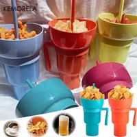 Popcorn Snack Cup 2 IN 1 Integrated Beverage Cup With Handle Portable Beverage Cup New Creative Novel Design And Many Functions