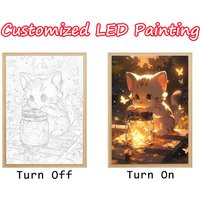 【Customized LED Photo Frame】Surprise Gifts Light Painting Decoration A4 Luminous Night Light Wooden Acrylic Picture Image Lamp