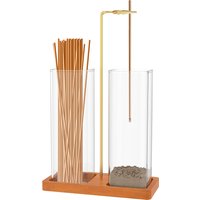 2 in 1 Incense Holder for Sticks Anti-Ash Flying Incense Burner with Glass Ash Catcher and Sticks Organizer for Meditation Yoga
