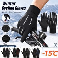 Winter Warm Cycling Gloves, Touchscreen Full Finger Thermal Gloves with Non-Slip Palm for Running Hiking Commuting