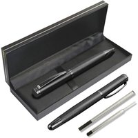 1 Set of Ballpoint Pen and Rollerball Pen with Two Replaceable Pen Refills and Gift Box, Suitable for Business, School, Journaling