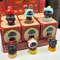 Wonderful Adventure Spinning Blind Box Authentic Cute Black Cat Stress Relief Desktop Ornament Home Office Decor Gift For Women