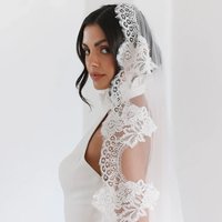 250CM Elegant Lace Edge Bridal Veil One Layer Soft Tulle Mantila Wedding Veil for Women Accessories