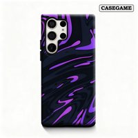 Casegame Phone Case for Samsung Galaxy S26 S25 Ultra S24 Plus Shockproof Double Layer Tough Back Purple Black Marble Swirl Cover
