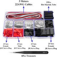 50 Sets JST Servo Connector Kit, RC Male/Female connectors Crimp Pin Cable Kit for JST SYP Futaba Servo Wire Extension Cable