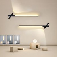 Wall Mounted LED Wall Lamps with 350° Rotatable Spotlight for TV Background Minimalist Linear Wall Lights Aluminum Hardwired