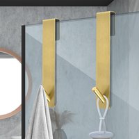2pcs Heavy-Duty Stainless Steel Glass Door Hooks with Silent Pads - Wall-Mounted Towel Rack for Bathroom for Towels Robes, Coats