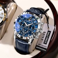 POEDAGAR Luxury Fashion Man Watch Waterproof Luminous Chronograph Leather Watches For Men Sports Outdoor Men's Quartz Wristwatch image 4