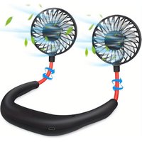 Portable Neck Fan, Rechargeable USB Personal Double Head Rotatable Small Fan, Suitable for Office, Reading, Travel, Outdoor Spor