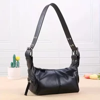 Leather Zipper Single Shoulder Handbag Underarm Bag Women's Bag Cool Drag Style Single Shoulder Underarm Stick Bag