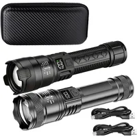 Ultra Bright LED Flashlight 1500LM Type-C Rechargeable Long Range Zoom Tactical Torch Outdoor Emergency Camping Fishing Lantern
