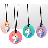 Sensory Chew NecklaceUnicorn Shape Chewy Silicone Baby Teether Kids Teething Necklace Sensory Chewelry Toy Autism Therapy Tool