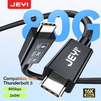JEYI Compatible with Thunderbolt 5 Cable 80Gbps Bi-directional 120Gbps Bandwidth Boost 16K/8K Video 240W PD3.1 Fast Charging