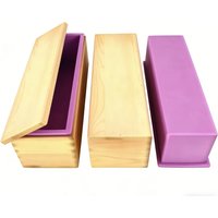 Flexible Silicone Soap Mold Rectangular Loaf Design with Wood Box for DIY Soap Making Kitchen Home Gardening Tools