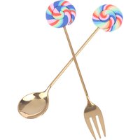 4pcs/set Donut Candy Spoon/Fork Milk Coffee Stirring Spoon Kitchen Cutlery