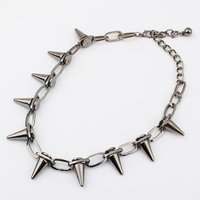 2Pcs Vintage Punk Spike Necklace Exaggerated Choker Jewelry Trendy Statement Accessories for Women Party Concert Fashion