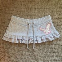 Retro American Early Morning Y2K Millennium Grey Skirt Low Waist Half-length Bell Sweet Spicy School Sensation