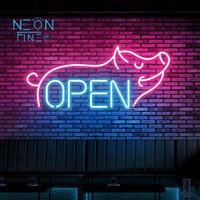 Pig Open Neon Sign for Wall Decor Open LED Sweet Pig Neon Light for BBQ Barbecue Restaurant Shop Family Courtyard Party Decor