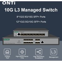 ONTi Full 10-Gb SFP+ Ports L3 Managed Network Switch Support DHCP and Dynamic Routing Support VLAN Division and Port Aggregation