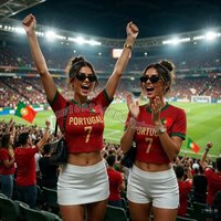 Summer 2026 New Women's Portugal NO.7 Print Football Jersey Round Neck Short Sleeve Jersey Cheerleaders Crop Top kids T-shirt