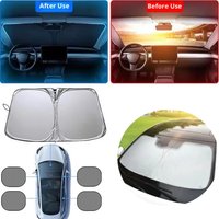 Foldable Car Windshield Sun Shade, UV Block Heat Insulation Front Window Sun Visor with Mirror Cutout, Universal for Cars SUVs