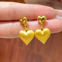 Romantic Affection Atmosphere Love Brushed Stud Earrings For Women 24K Gold AU999, Meaningful and perfect for gifting