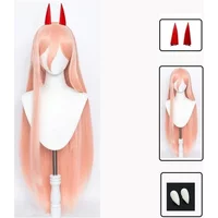 Chainsaw Man Power Wig Cosplay Long Type 2 Colors Hair Heat Resistant Makima Power Wigs Props Horns Teeth Anime