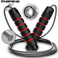 With Ball Bearings Adjustable Tangle-Free Speed Wire Jump Rope Workout with Foam Handles for Fitness Home Workouts and Slim Body