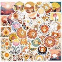 50Pcs Bohemian Moon Sun Flower Stickers Decals Decoration DIY Phone Notebook Suitcase Laptop Fridge Wall Cute Sticker Toy