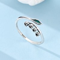 Original 925 Sterling Silver Lily of the Valley Open Rings For Women Girls Jewelry Birthday Anniversary Gifts