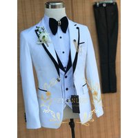 3 Pieces Formal Men's Suit Slim fit Wedding Groom Tuxedo Prom Party Set Jacket Vest Pants Customized Made Suit