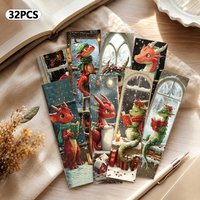 32pcs, Wooden Cabin Christmas-Themed Bookmarks, Christmas, Teacher Gift, Back-To-School Holiday Gifts, Creative Artistic Designs