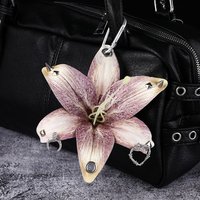 Simulation Flower Orchid Lily Keychain Backpack Decoration Handmade Drilling and Puncture Flower Bag Pendant Colorful