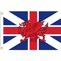 Union Jack With Welsh Red Dragon Banner 2x3ft 3x5ft UK Wales Mix Polyester Flag for Bedroom Dorm Man Cave Wall Decor