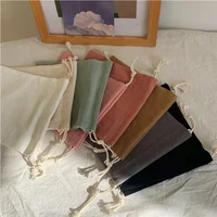 Japanese Simple Solid Color Drawstring Bag Women Drawstring Storage Pouch Cute Makeup Bag Christmas Gift Candy Jewelry Organizer