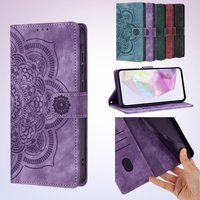 3D Embossed Flower Leather Phone Wallet Case Book For Samsung Galaxy S25 Edge S24 Ultra S23 Plus S22 S21 FE A16 A56 Flip Cover