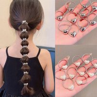 10pcs Suitable Girls Baby Ponytail Holders High Elasticity Durable Hair Silver White Heart Shaped Rubber Bands