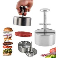 Stainless Steel Hamburger Meat Compactor Circular Meat Compactor Kitchen Tool Manual Meat Compactor Meat Patty Peeler Garlic