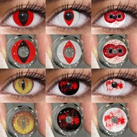 EYESHARE 1 Pair Cosplay Crazy Contact Lenses Cateye White Contact Anime Party Eyes Lenses Halloween Beauty Makeup Red Contact