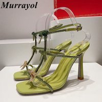 Butterfly-knot Rhinestone Decor Sandalias Women's Open Toe One Strap Thin Heels Sandals Summer Vacation Dress Shoes Pumps