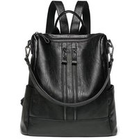 Vintage Leather-Textured Backpack Quilted Solid Color Large Capacity Zipper Adjustable Straps Multi-Function Daily Campus Bag