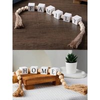 Wooden Letter Bead Tassel Garland Creative Hemp Rope Tassel Beaded Home Decor Wreath Modern Living Room Bedroom Ornament