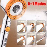 5 Modes Massage Spa Pressurized Shower Head With Filter High Pressure Water Saving One-Key Stop Water Handheld Bathroom Showers