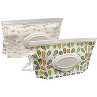 2pack Portable Tissue Bags Set Wet Wipe Holder Container, Reusable and Refillable Personal Travel Wet Wipes Dispenser Cases