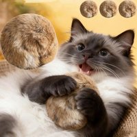 Gifts Rabbit Fur Cat Toy Ball Durable Soft Cat Teaser Wand Scratch Resistant Silent Cat Toys for Indoor Cats Kicks Chase Games
